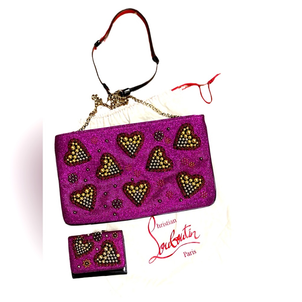 Christian Louboutin Magenta and Gold Heart SET 🔥